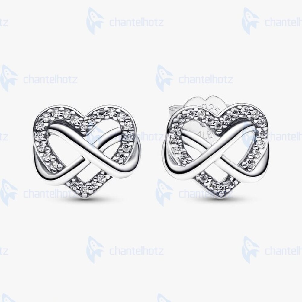 Pandora Sparkling Infinity Heart Stud Earrings